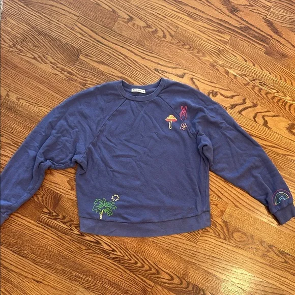 Marine Layer Distressed Sweatshirt with Embroidered Designs - Picture 1 of 6